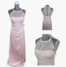 Davids Bridal Prom Dress Maxi Gown 6 Mesh Illusion Neck Pink Bridesmaid Fairy