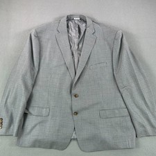 Ralph Ralph Lauren Blazer Mens 54R Houndstooth Wool Silk Jacket Gray Blue