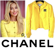 Chanel Vintage 2000 Yellow Jacket 36 38 40 4 6 8 Coat Black CC Op Taylor Top M S