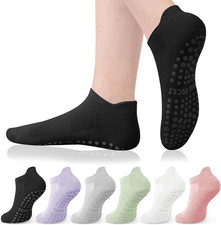6 Pairs Pilates Socks with Grips for Women Non Slip Grip Socks Yoga Socks for Ba