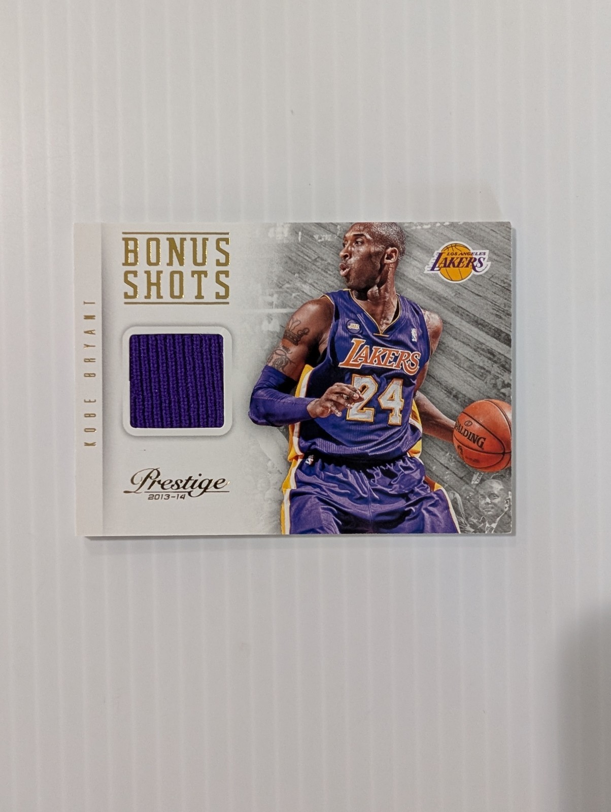 2013 Prestige Bonus Shots Kobe Authentic Game Worn Used Jersey Card  view 2
