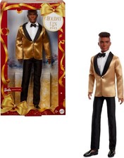 BARBIE Signature 2025 Holiday Ken Doll Brown Hair Gold Jacket Full Suit JGK57