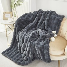 RYNGHIPY Faux Fur Throw Blanket Double Side Thick and Warm Plush Fluffy Faux ...