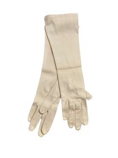 Vintage Wear Right Bloomingdale  s Tan Cotton Long Gloves 7.5 NWT Germany 120