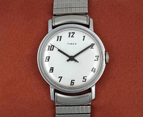 Vintage 1975 Timex Mercury Mechanical White Dial Men's Watch 33mm