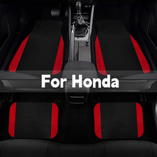 Car Floor Mats Red 4pcs Velvet Waterproof Carpet For Honda Accord Civic