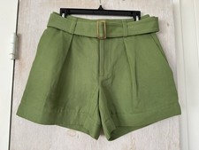 Vince Belted Twill Shorts in Kiwi Green size 4 Retail 275