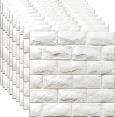 3D Wall Panels Peel and Stick 11PCS White Foam Brick (11PCS-10.65 Sq Ft, White)