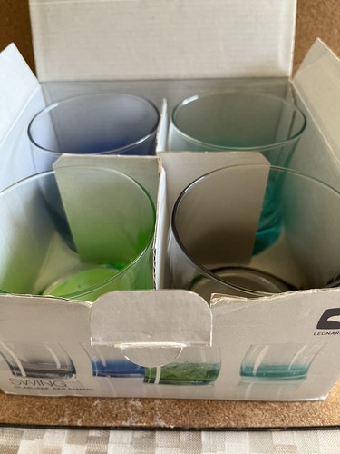 BEAND NUEVO Juego de 4 Vasos Vintage LEONARDO Color Turquesa Columpio - Imagen 11 de 13