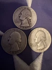 1953-D 3 Coins Washington Quarter 90% Silver