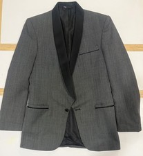 Raffinati Black  White Double Breasted Tuxedo Jacket, Black Satin Shawl Lapels