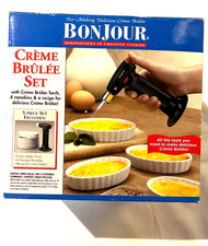 Bonjour Creme Brulee Set - Torch and 4 Porcelain White  Ramekins - New