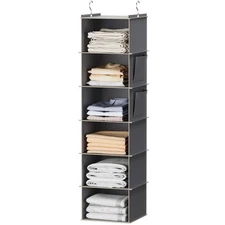 Hanging Closet Organizer Storage 6-Shelf Shelves Wardrobe System Grey