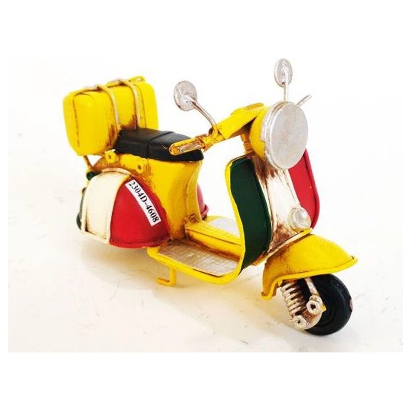 Scooter in Metallo Modellino Vintage Giallo 11x5,5x7,5 cm Retro Soprammobile, fotografia 3 di 9