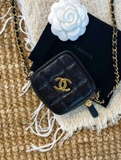 Auth Chanel Mini Black Caviar Leather Crossbody Bag Gold Hardware Gift