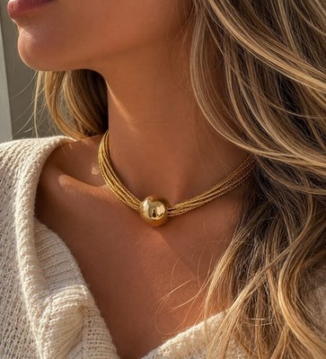 Multi Strand Gold Choker Necklace Layered Chain Statement Jewelry for Women