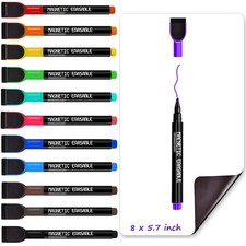 12 Pack Magnetic Dry Erase Markers with Eraser Cap for White Board Calendar