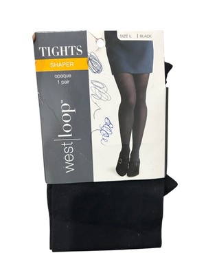 West Loop Shaper Tights Black Opaque 1Pair Sz Large Medium Coverage Slimming NWT