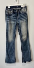 NWT Miss Me Mid-Rise Boot Cut Rhinestone Jeans Women's 29 x 34 Blue Medium Wash