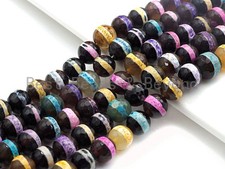 Dzi Agate faceted round beads with Rainbow line, 8mm/10mm/12mm/14mm, mixed