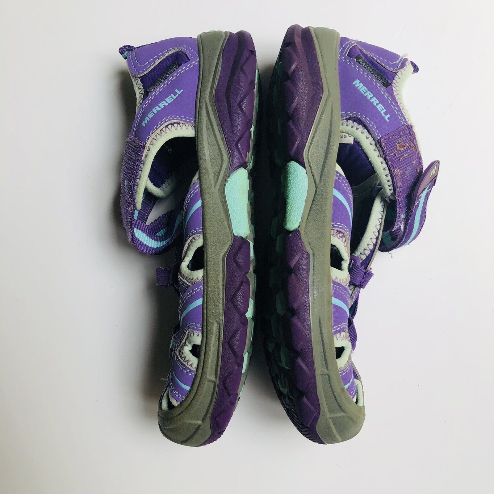 Merrell A select Hidro sandali freschi giovani taglia 4M viola blu grigio verde acqua armadio