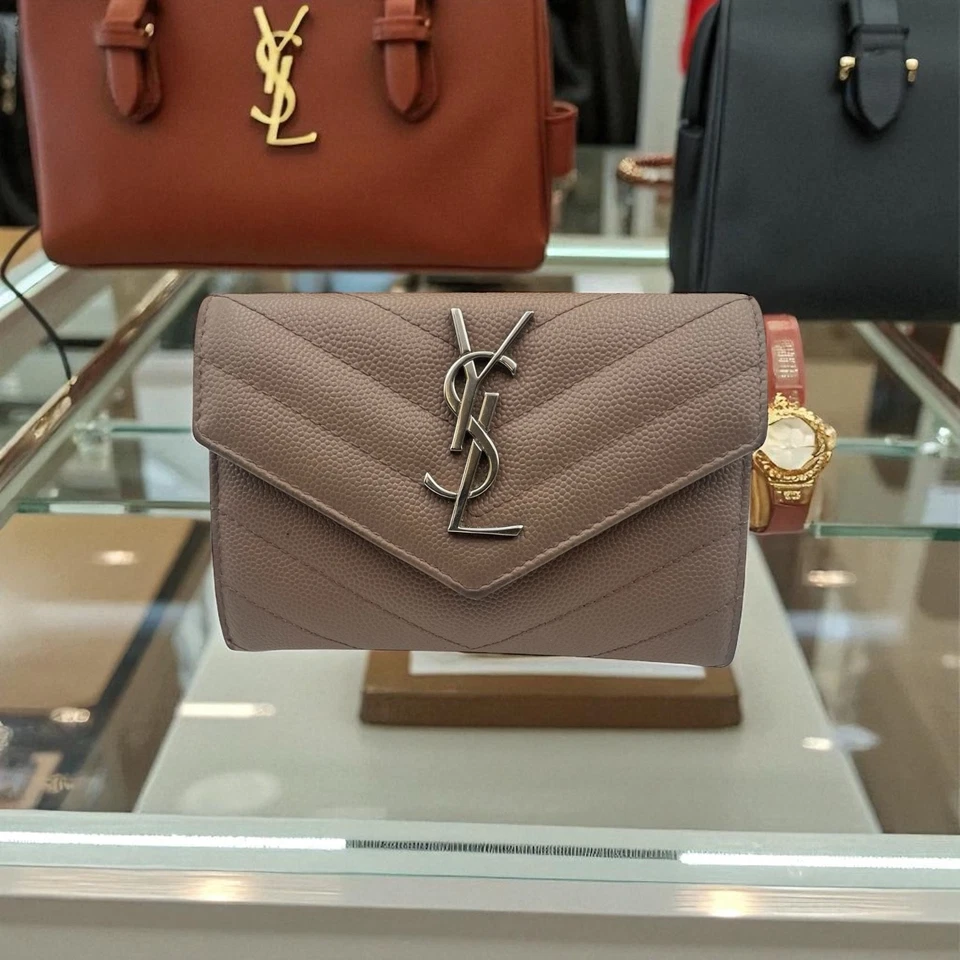 Saint Laurent small envelope wallet in SHW - image 2 of 4