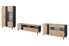 Wohnzimmer-Set Wohnwand 3teilig sand grange eiche anthrazit 105104137