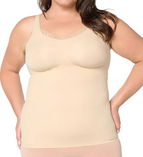 Evelyn  Bobbie Lace Trimmed V-Neck Seamless Bra Cami Medium Sand A704715