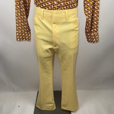 Vintage Haggar Pants Mens 39 31 Polyester Yellow Leisure Suit Disco MCM 60s 70s