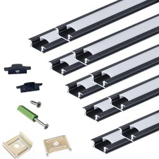 Recessed LED Strip Black Channel Diffuser 10-Pack 6.56FT,23.5X7MM Tape Track ...