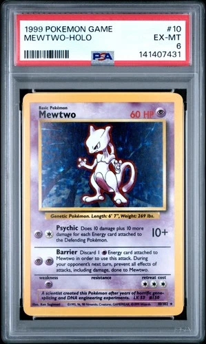 1999 POKEMON BASE SET UNLIMITED #10 MEWTWO-HOLO PSA 6