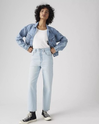 $110 Levi s Ribcage Straight Ankle Jeans Super High Rise Light Wash Summer/27