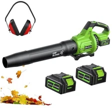 Cordless Leaf Blower 2x4.0Ah Battery Powered Electric Leaf Blower Green 4.0Ah