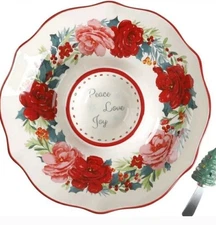 Pioneer Woman Cheerful Rose Chip And Dip Server
