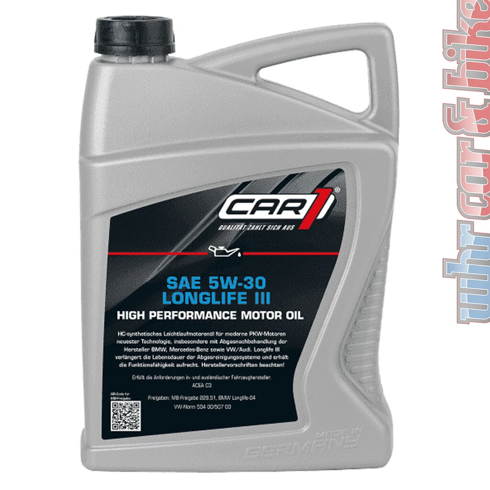 Motoröl 5W-30 Longlife III 5L Car1 HC-Synthese VW 50400 50700 BMW Longlife-04 MB