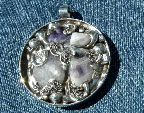 DANSK DENMARK SMYKKEKUNST DANISH MODERNIST AMETHYST PENDANT 83 grams STUNNING !! - Picture 9 of 12