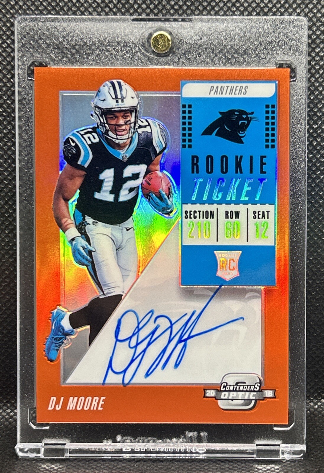 2018 Panini Contenders Optic DJ Moore Rookie Bears Orange ON CARD AUTO /49