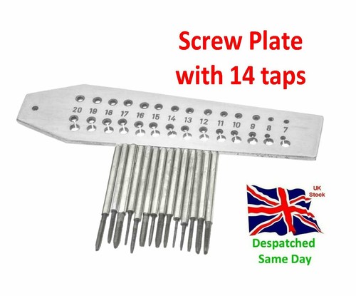 Screw Plate with 14 Taps Jewellers Tap & Die Set for Precision Work - 第 1/2 張圖片