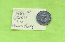 1762 gEF Three Pence 3p Silver George III 1760-1820 (Maundy Money) 6