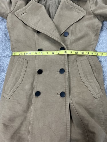 MANGO MNG SUIT Women’s Sz XS Beige Double Breasted Coat Jacket Brushed Cotton - Picture 6 of 15