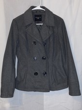 Celebrity Pink Double Breasted Pea Coat Dark Gray Medium