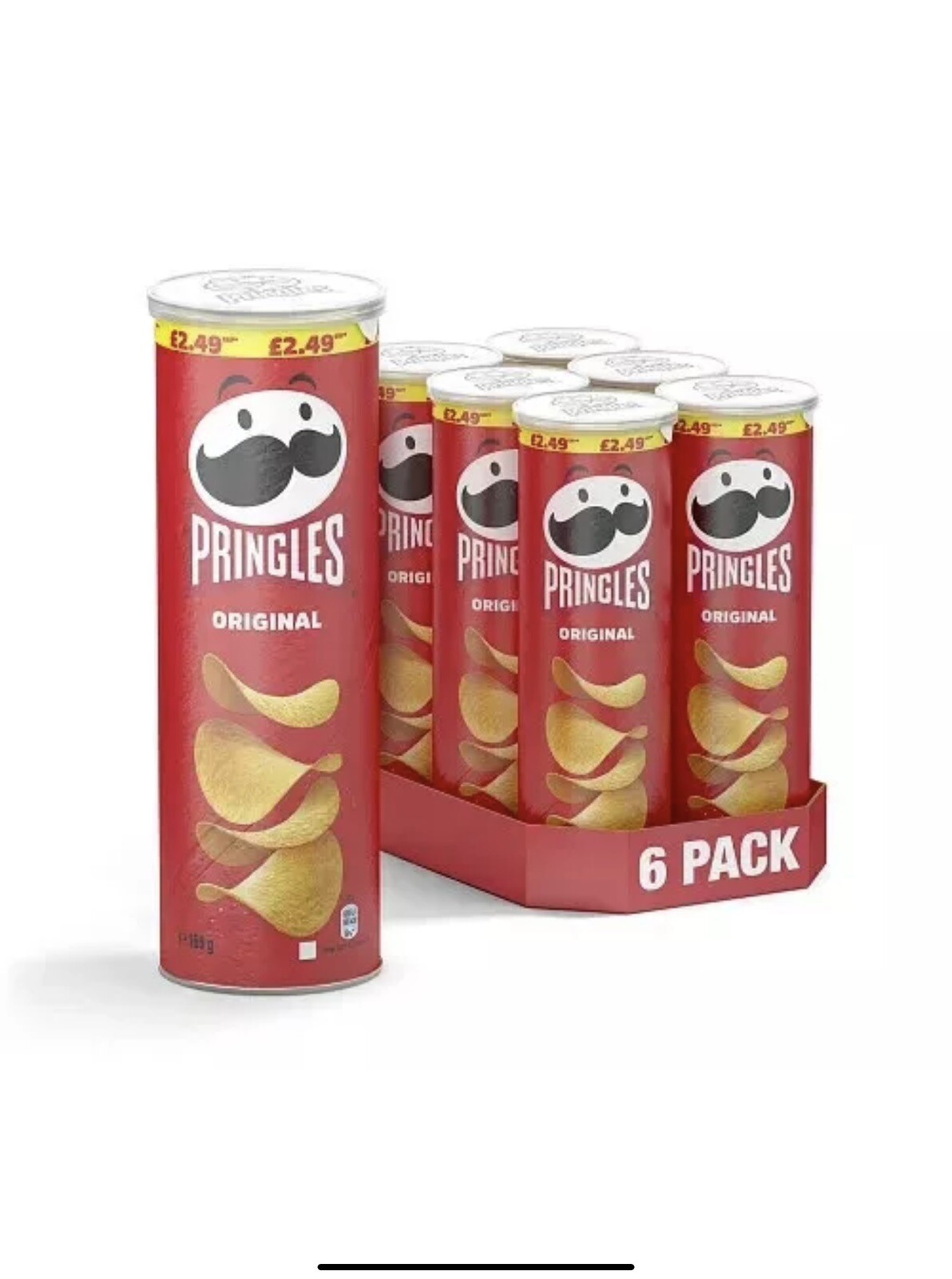 Pringles Chips Original Patatas Crujientes 165G (Paquete De 6)