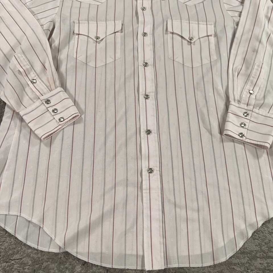 Camisa Western De Colección H Bar C Para Hombres 17X34 Rosa Rayas Perla A Presión Hecha en EE. UU. Años 70 80 Foto 3 de 4
