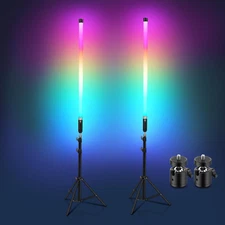 2Pack APP Control RGB Vivid Color LED Video Tube Light, Rechargeable and Handhel