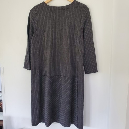 J. JILL Med PETITE 3/4 Sleeve Ponte Gray Dress Pinstripe Knit Stretch Neutral - Picture 8 of 17