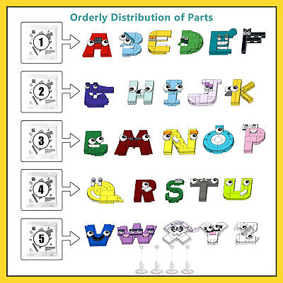 MOC 26 Letters Alphabet Lore Building Blocks Set Education Bricks Kids Gift  Toys