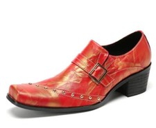 Mens Fashion British Square Toe Rivet Buckle Strap Slip On Loafers Leather Shoes