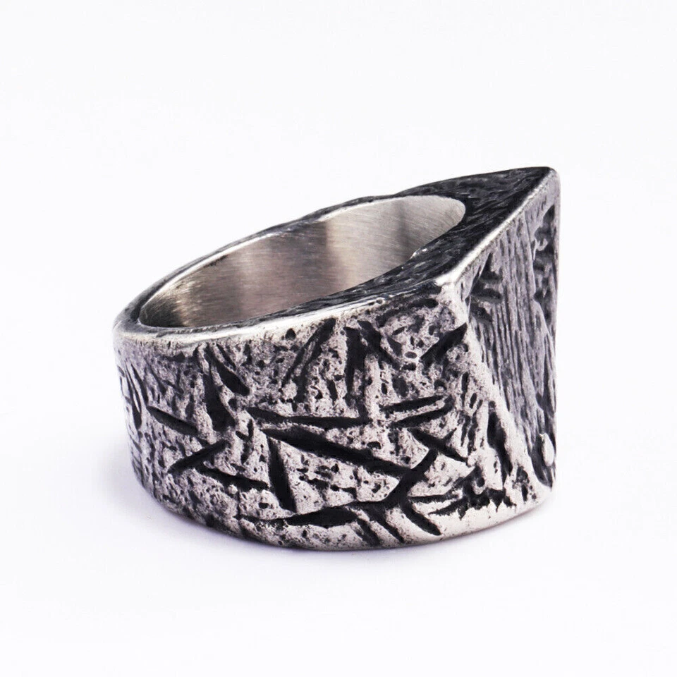 New Retro Triangle Vintage Wedding Signet Ring Stainless Steel Men's Boy's Ring - Image 4 of 4