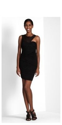NEW BCBG MAX AZRIA BLACK ACETATE BODICE RUCHED MESH DRESS SIZE M | eBay