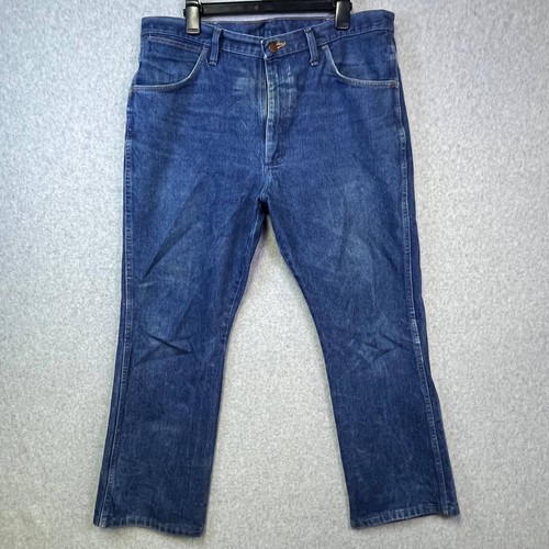 Wrangler Jeans Men's 38x28 Blue Denim 100% Cotton Regular USA Fabric Tag 38x29